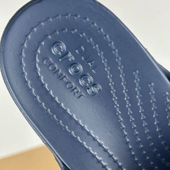 Crocs Monterey Wedge Toe Post Sandals Womens 10 Navy Blue White Casual - Picture 9 of 11